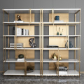 Light luxury wind metal bookshelf marble living room